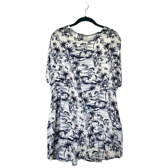 Torrid Women's Tropical Skeleton Print Tunic Top 2X Rayon/Spandex Blue/White - Picture 2 of 9